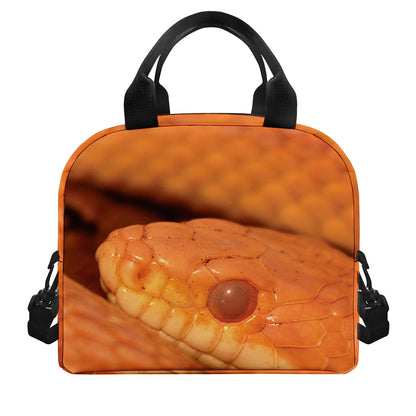 Orange Snake Print Insulated Lunch Bag
