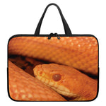 Orange Snake Print Laptop Sleeve With Handle