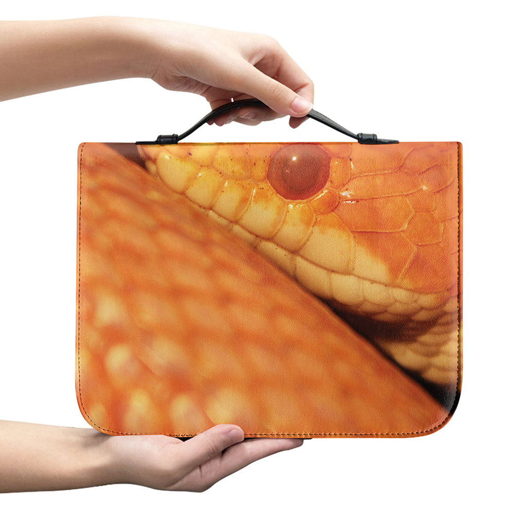 Orange Snake Print Leather Bible Cover