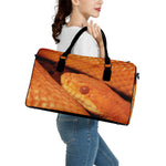 Orange Snake Print Leather Duffle Bag