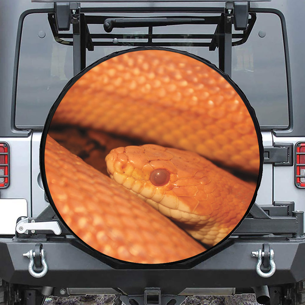 Orange Snake Print Leather Spare Tire Cover