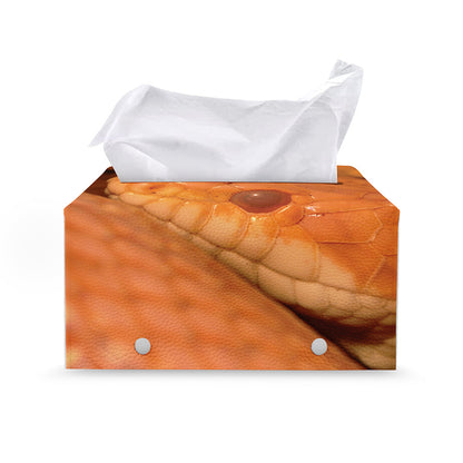 Orange Snake Print Leather Tissue Box Cover