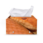 Orange Snake Print Leather Tissue Box Cover