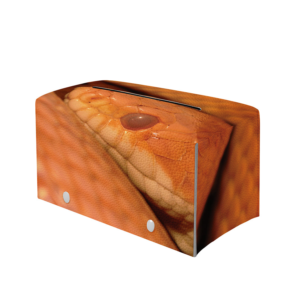 Orange Snake Print Leather Tissue Box Cover