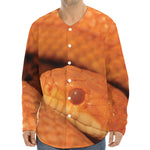 Orange Snake Print Long Sleeve Baseball Jersey