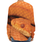 Orange Snake Print Long Sleeve Baseball Jersey