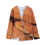 Orange Snake Print Long Sleeve Short Coat