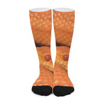 Orange Snake Print Long Socks