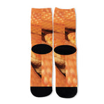Orange Snake Print Long Socks