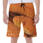 Orange Snake Print Men's Beach Shorts