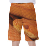 Orange Snake Print Men's Beach Shorts