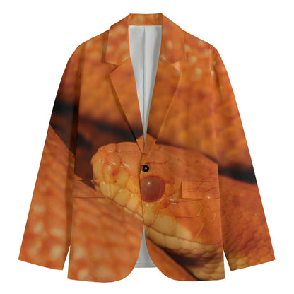 Orange Snake Print Men's Blazer