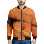 Orange Snake Print Men's Bomber Jacket