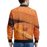 Orange Snake Print Men's Bomber Jacket