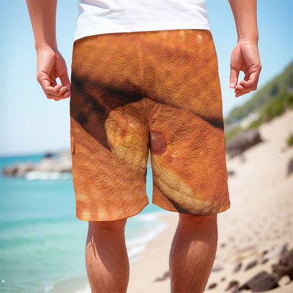 Orange Snake Print Men's Cargo Shorts