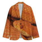 Orange Snake Print Men's Cotton Blazer