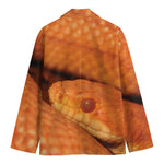 Orange Snake Print Men's Cotton Blazer