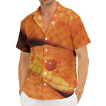 Orange Snake Print Men's Deep V-Neck Shirt
