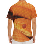 Orange Snake Print Men's Deep V-Neck Shirt