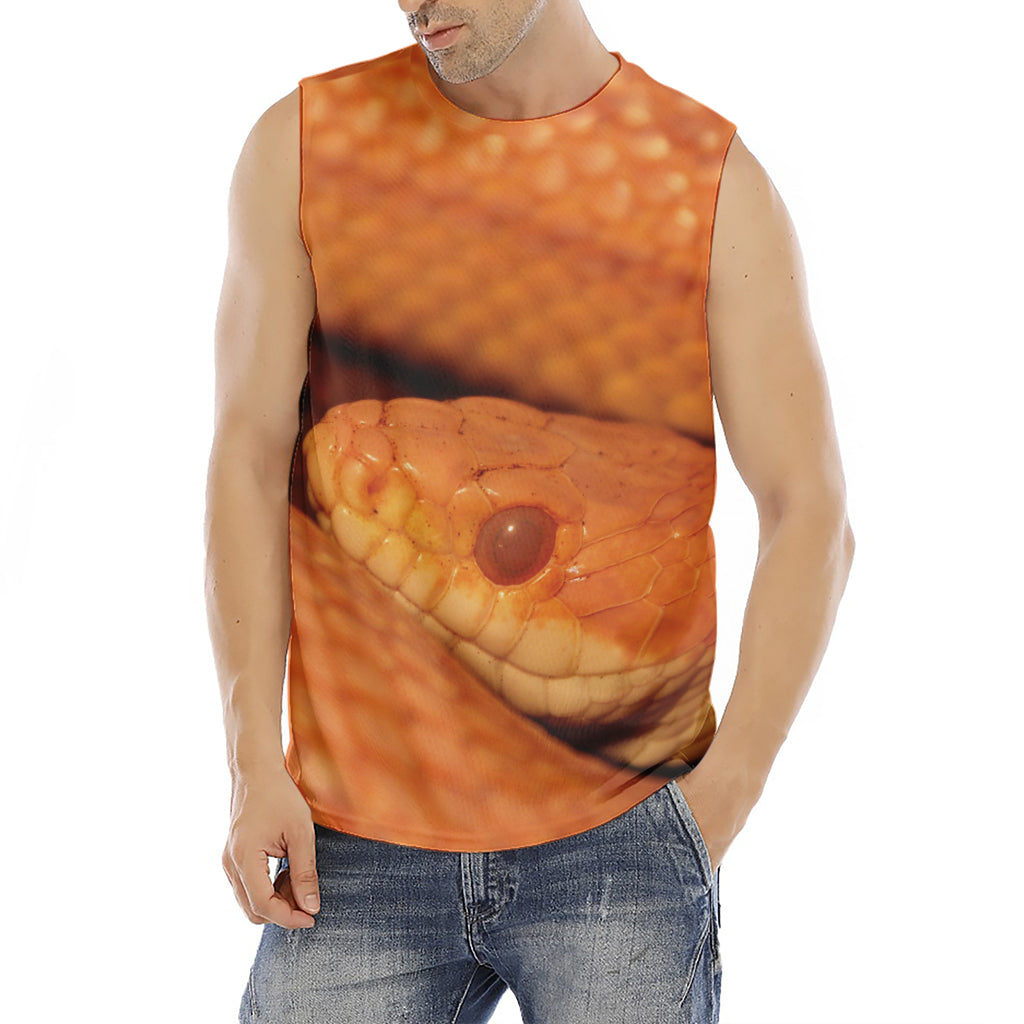 Orange Snake Print Men's Fitness Tank Top