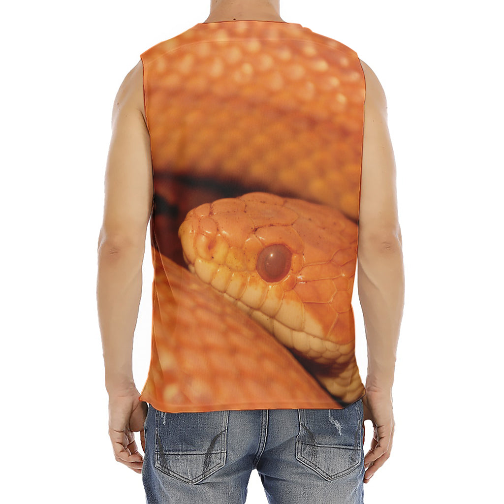 Orange Snake Print Men's Fitness Tank Top