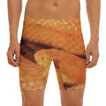 Orange Snake Print Men's Long Boxer Briefs