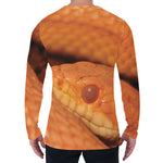 Orange Snake Print Men's Long Sleeve T-Shirt