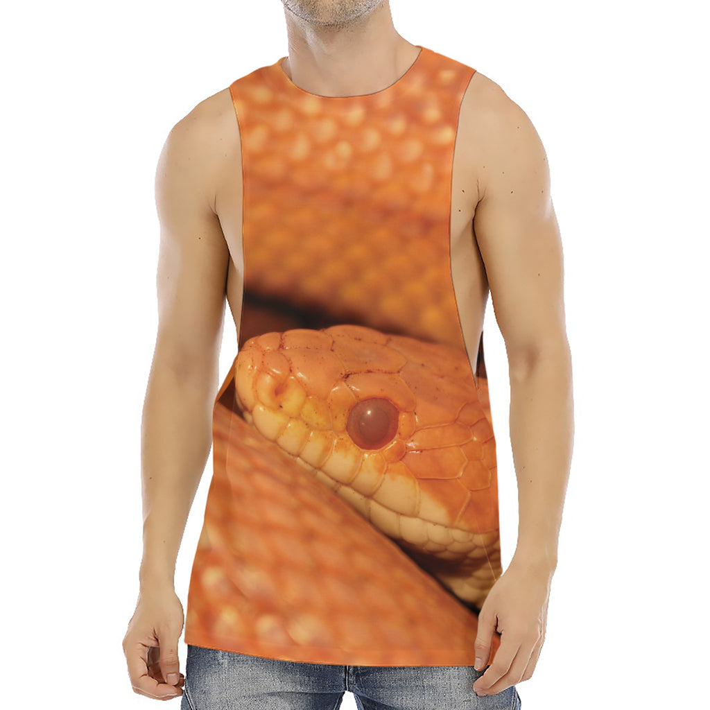 Orange Snake Print Men's Muscle Tank Top