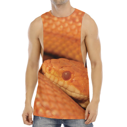 Orange Snake Print Men's Muscle Tank Top