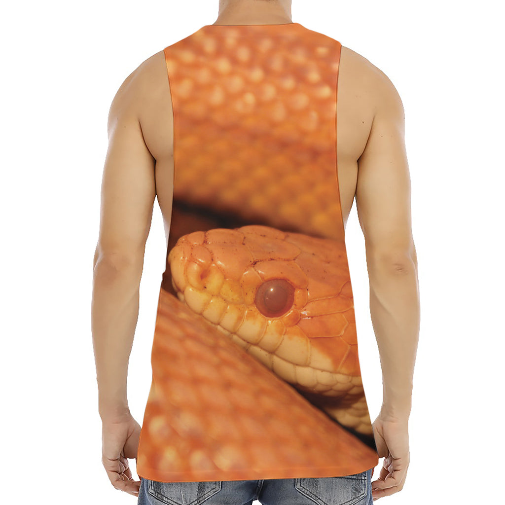 Orange Snake Print Men's Muscle Tank Top