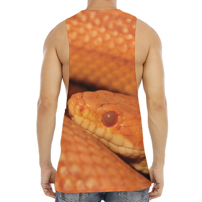 Orange Snake Print Men's Muscle Tank Top