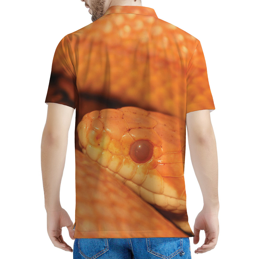 Orange Snake Print Men's Polo Shirt