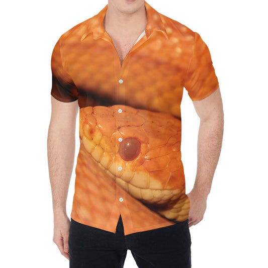 Orange Snake Print Men's Shirt