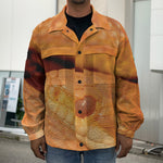 Orange Snake Print Men's Shirt Jacket