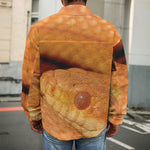 Orange Snake Print Men's Shirt Jacket