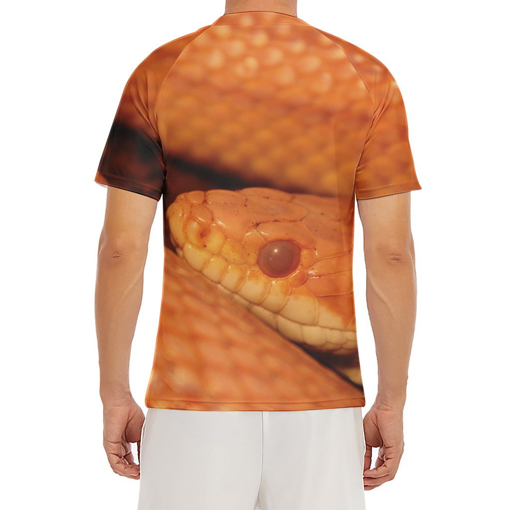Orange Snake Print Men's Short Sleeve Rash Guard