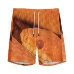 Orange Snake Print Men's Sports Shorts
