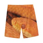 Orange Snake Print Men's Sports Shorts