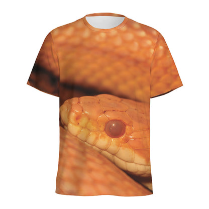 Orange Snake Print Men's Sports T-Shirt