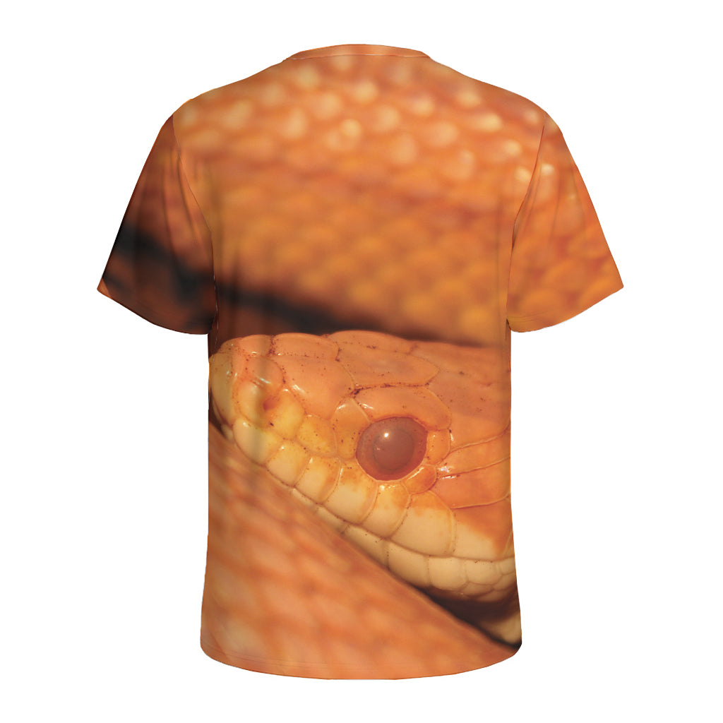 Orange Snake Print Men's Sports T-Shirt