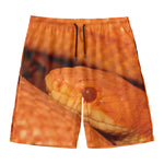 Orange Snake Print Men's Swim Trunks