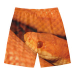 Orange Snake Print Men's Swim Trunks