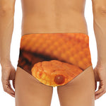 Orange Snake Print Men's Triangle Swim Briefs