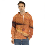 Orange Snake Print Men's Velvet Pullover Hoodie