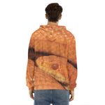 Orange Snake Print Men's Velvet Pullover Hoodie