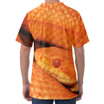 Orange Snake Print Men's Velvet T-Shirt