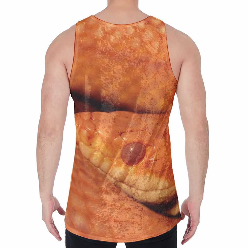 Orange Snake Print Men's Velvet Tank Top