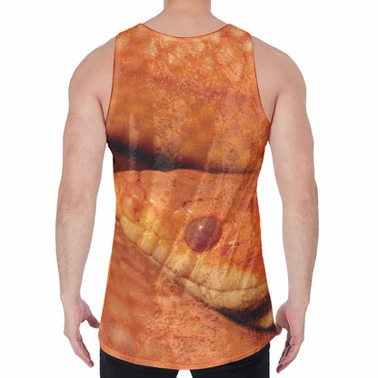 Orange Snake Print Men's Velvet Tank Top