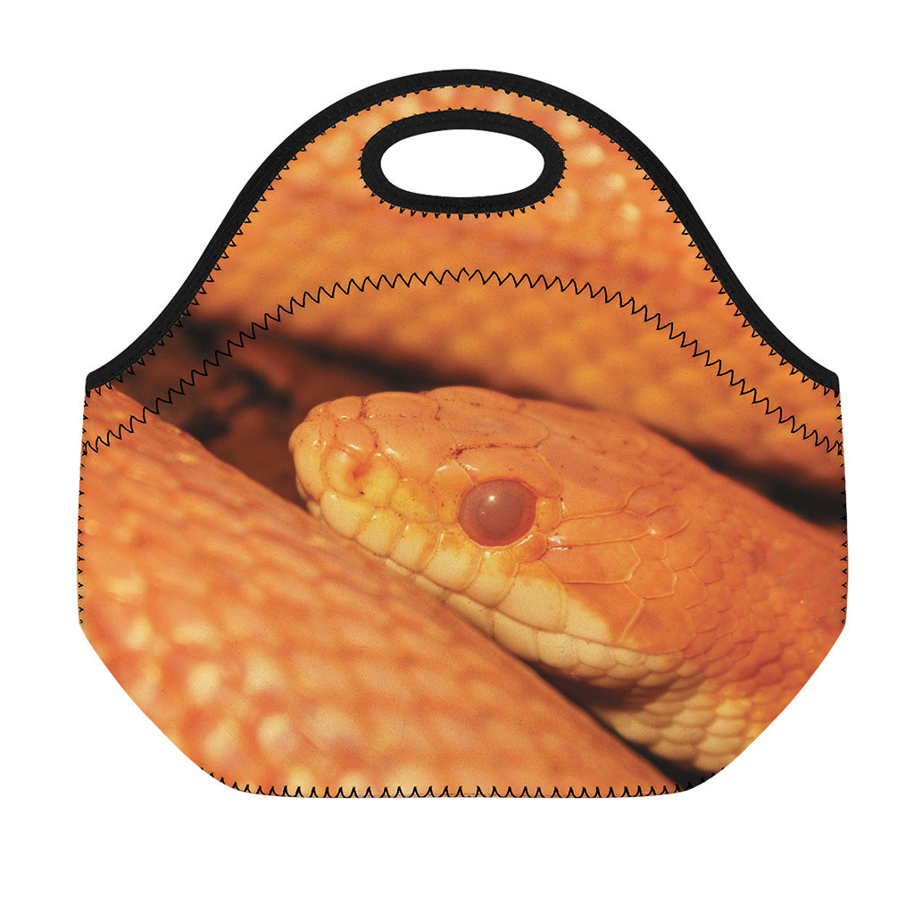 Orange Snake Print Neoprene Lunch Bag