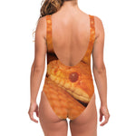 Orange Snake Print One Piece Swimsuit